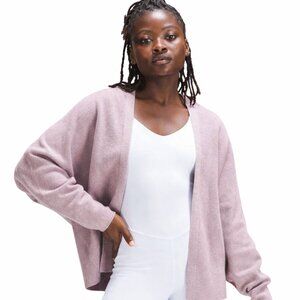 LULULEMON Boxy Cotton-Blend Knit Wrap Cardigan Sweater Mauve Rose Women's Large